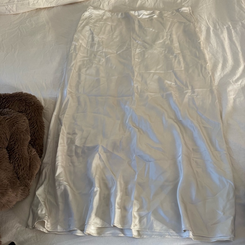 Abercrombie & Fitch Cream Satin Midi Skirt sz XL